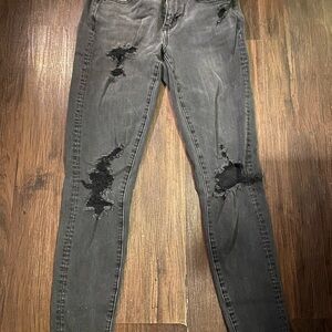 Distressed Black Women's Jeans